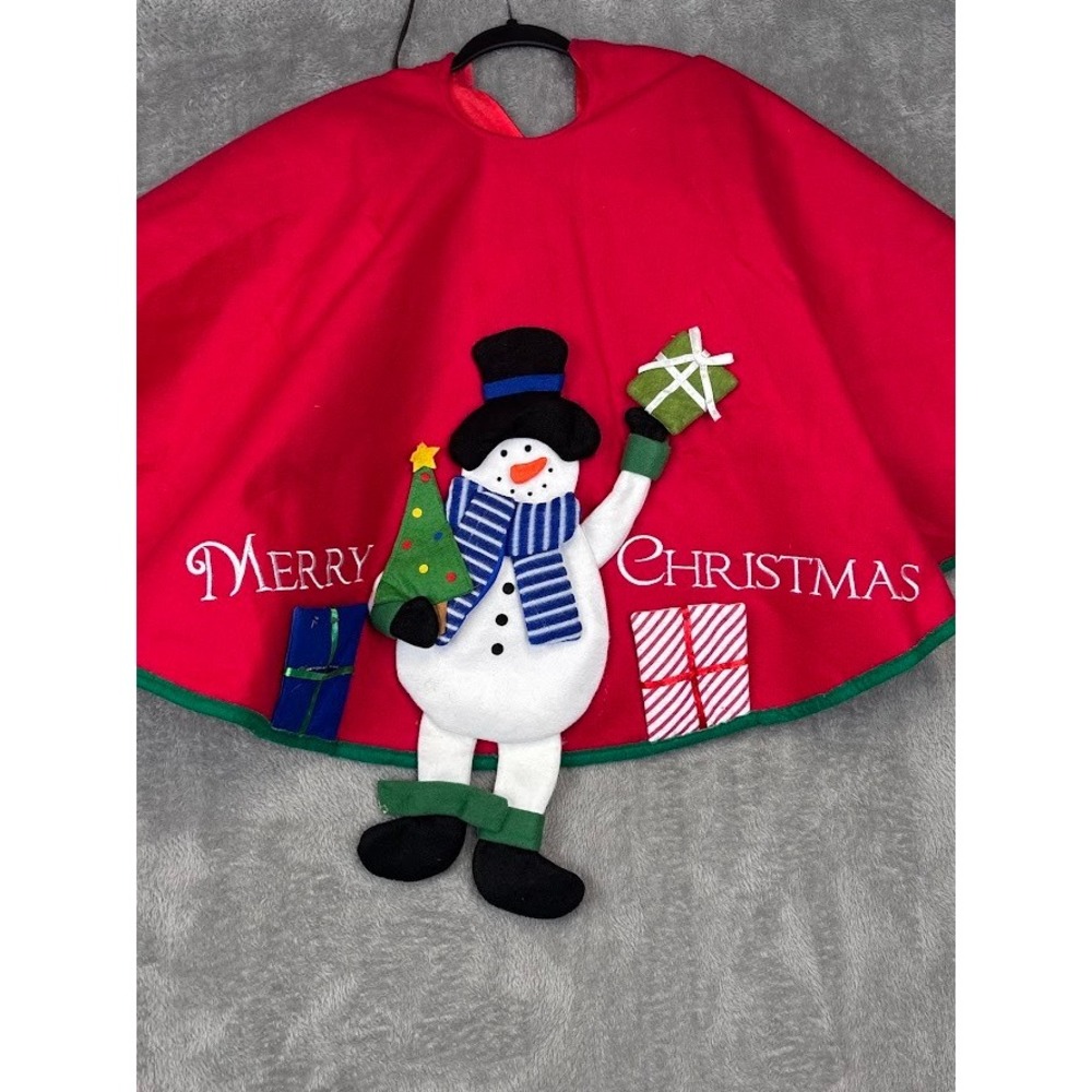 Santa's Best Merry Christmas‎ Tree Skirt Red Snowman Presents Holiday Decor